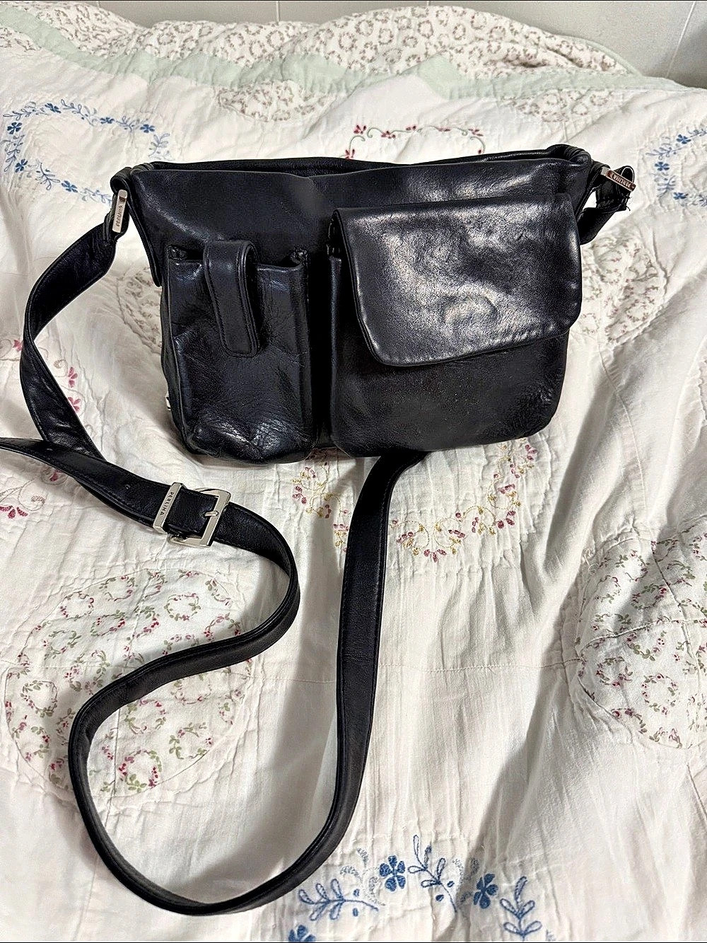 Perlina Black Leather Crossbody Bag Buttery Black Leather